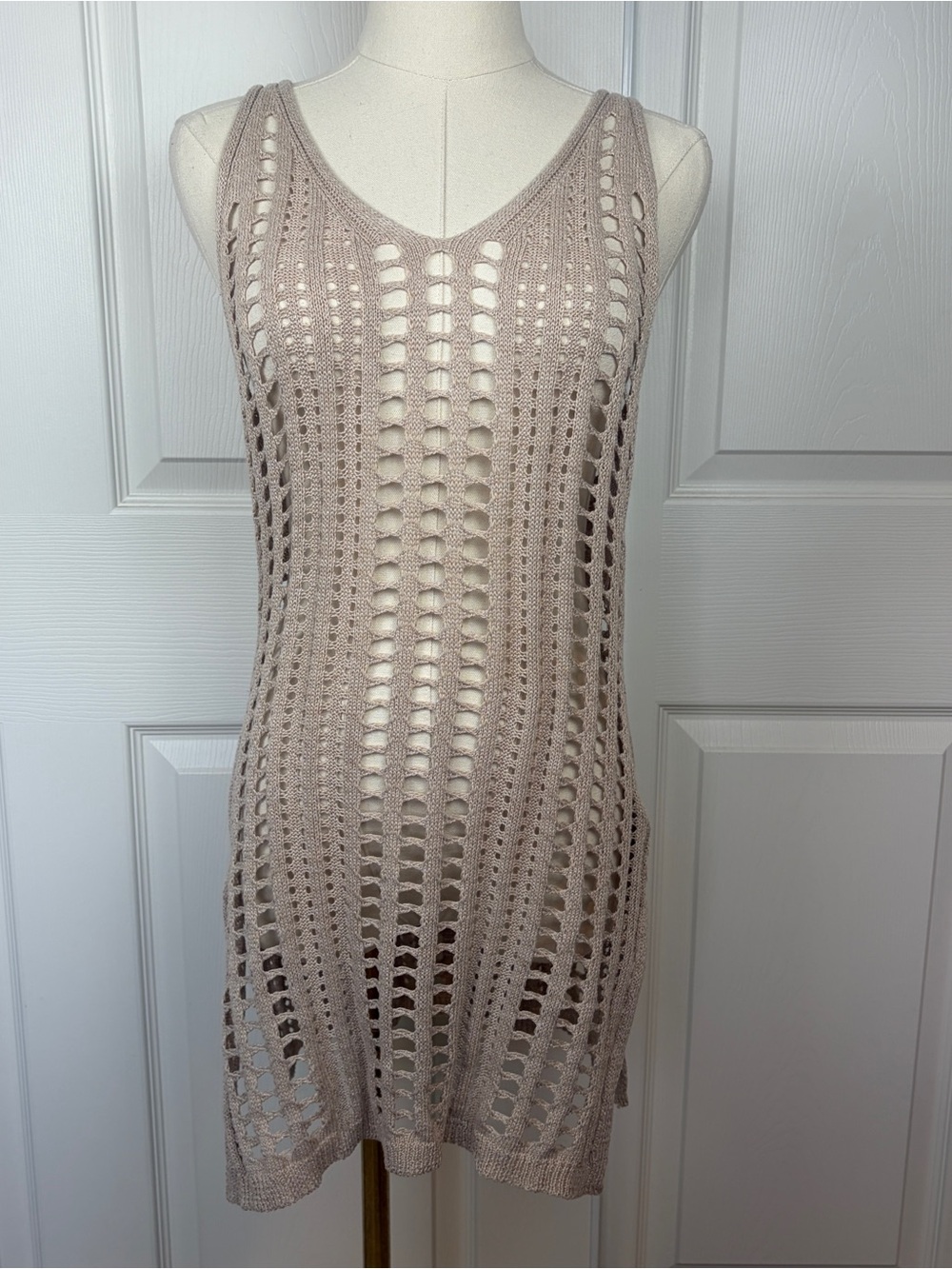 Women’s Swim Crochet Cover-Up Tunic in Light Taupe